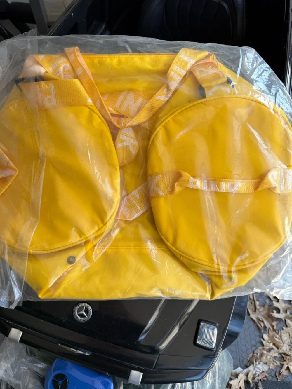 PINK Yellow Logo Duffle Bag - Picture 2 of 3